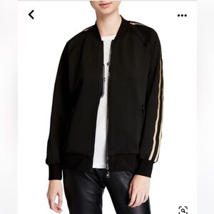 Pam & Gela bomber zip up with golden sparkly metallic stripes down the side